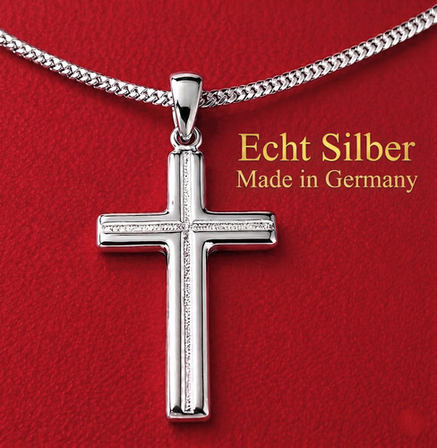 Kreuz anhänger mit kette echt - kreuz,