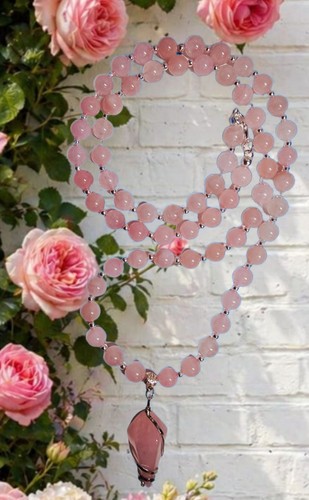 Rosenquarz halskette cm - rosenquarz, halskette🦋50
