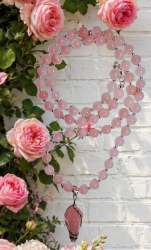 Rosenquarz halskette cm - halskette🦋50,